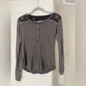 Lucky Brand Embroidered Thermal Gray Medium
